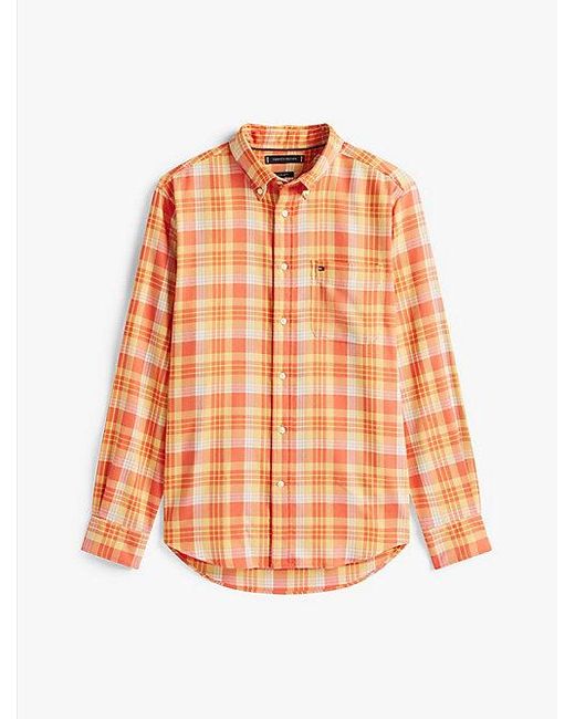 Tommy Hilfiger Regular Fit Twill-Hemd Mit Karos in Orange für Herren