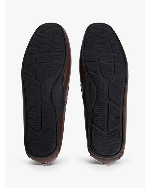Tommy Hilfiger White Leather Debossed Logo Driver Shoes for men