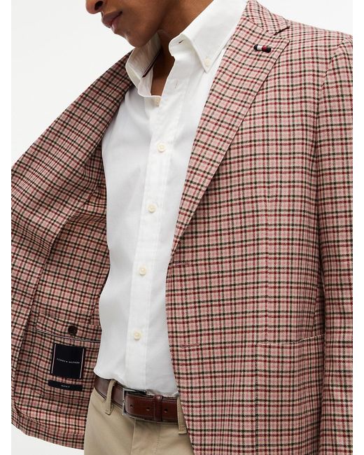 Tommy Hilfiger Natural Regular Fit Micro Check Single Breasted Blazer for men