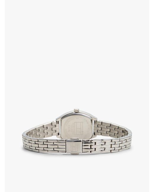 Tommy Hilfiger White Square Dial Stainless Steel Chain-Link Watch