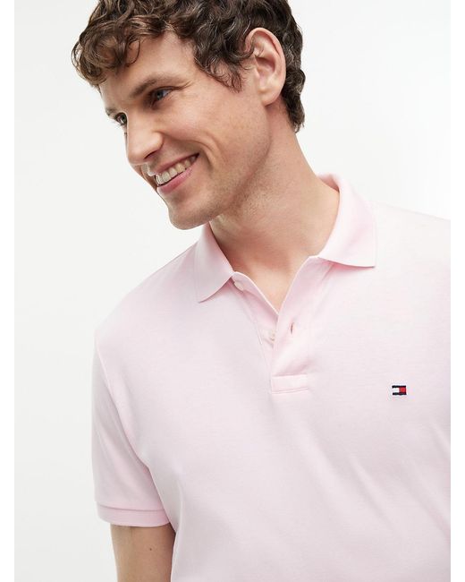 Tommy Hilfiger Pink Fluid Cotton Interlock Knit Polo Shirt for men