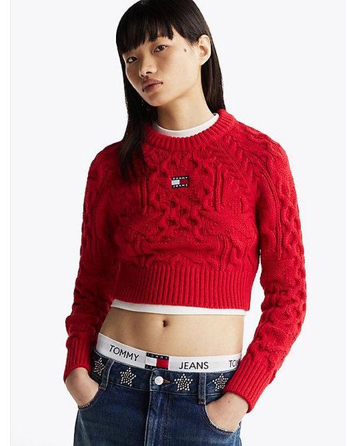 Jersey Con Estrellas De Punto Trenzado Tommy Hilfiger de color Red