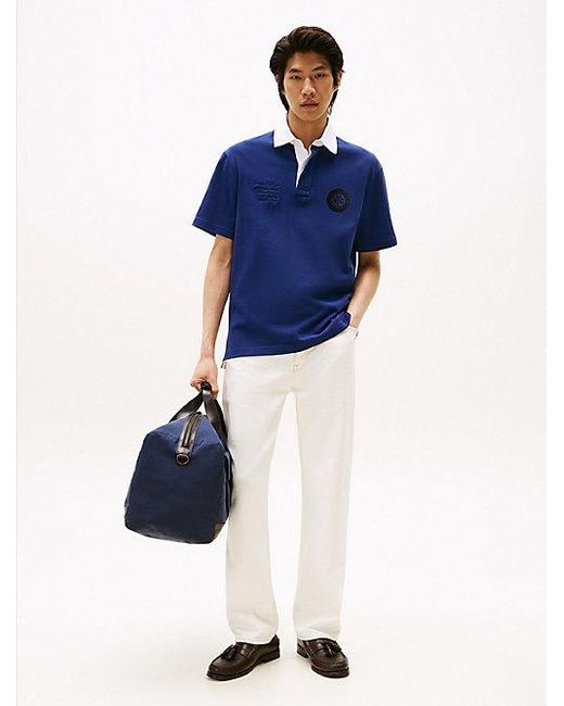 Tommy Hilfiger Athleisure Relaxed Fit Polo Met Rugby-Streep in het Blue voor heren