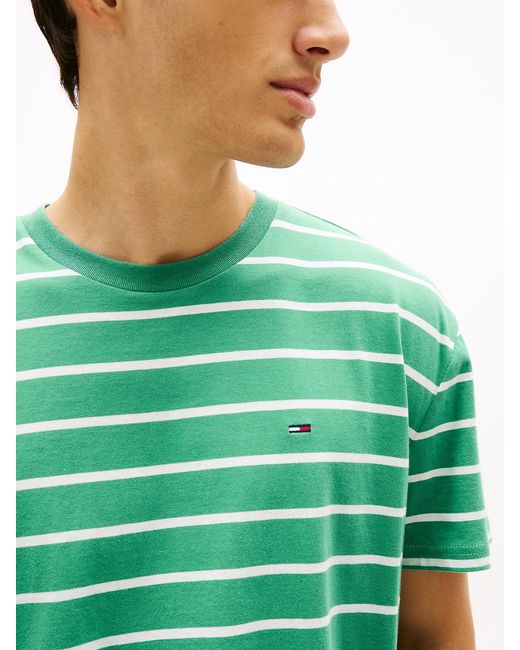 Tommy Hilfiger Green Tommy Flag Stripe Jersey T-Shirt for men