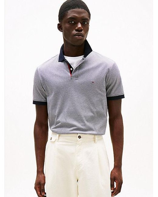 Tommy Hilfiger Regular Fit Poloshirt Mit Streifen in Gray für Herren