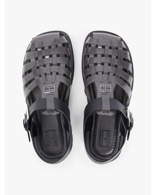 Tommy Hilfiger Black Jelly Chunky Cleat Fisherman Sandals