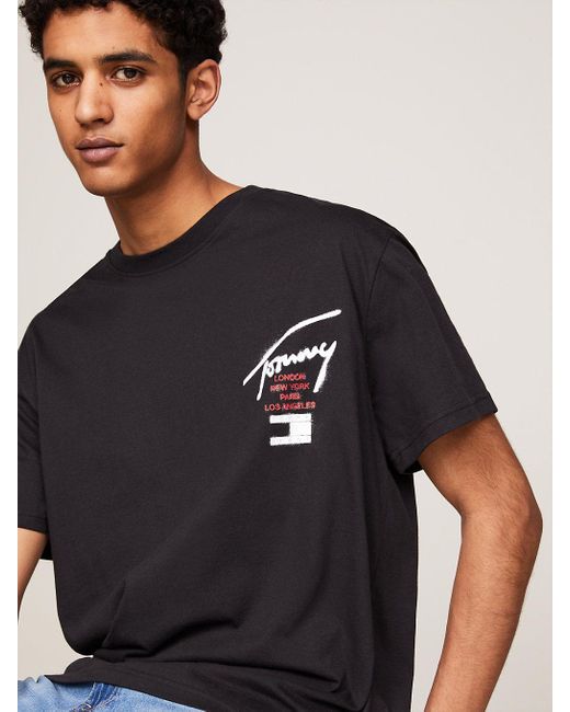 Tommy Hilfiger Black Back Logo Crew Neck T-shirt for men