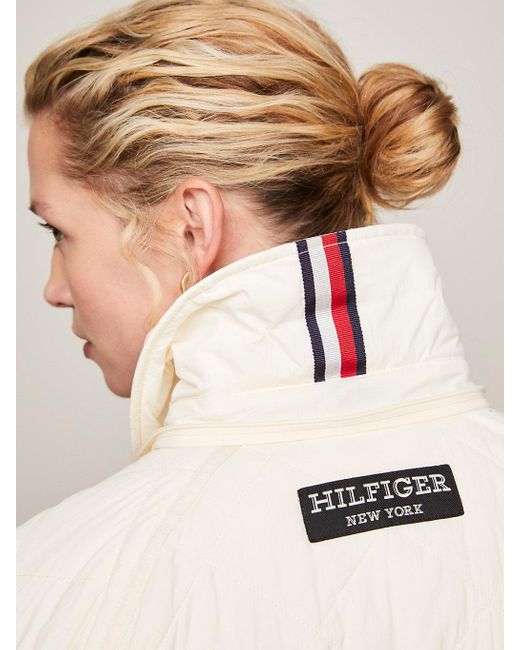 Tommy Hilfiger Natural Diamond Quilted Removable Hood Coat