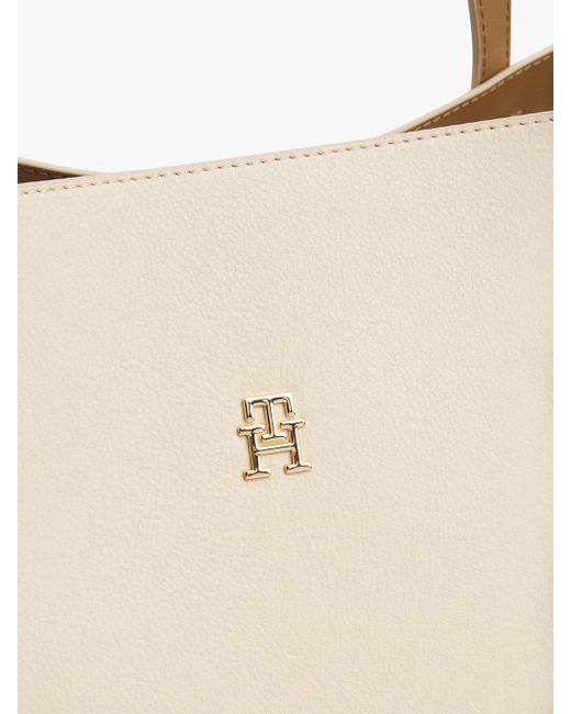 Borsa Tote Con Monogramma Th di Tommy Hilfiger in Natural