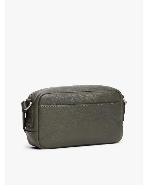Tommy Hilfiger Gray Premium Leather Logo Camera Bag for men