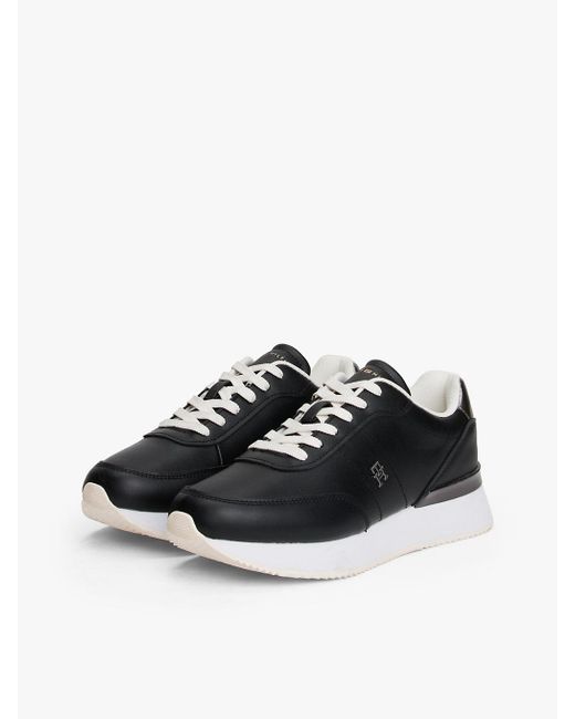 Baskets Chunky En Cuir À Semelle Crantée Tommy Hilfiger en coloris Black