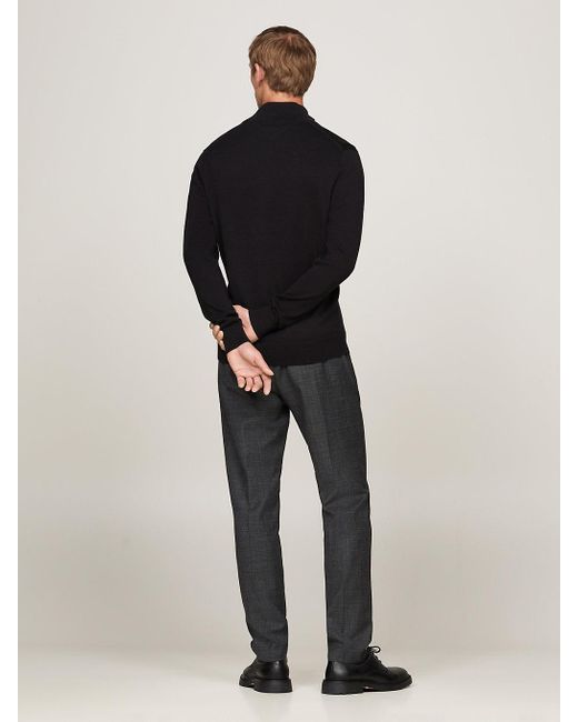 Pullover A Lupetto Con Zip Integrale E Logo di Tommy Hilfiger in Black da Uomo