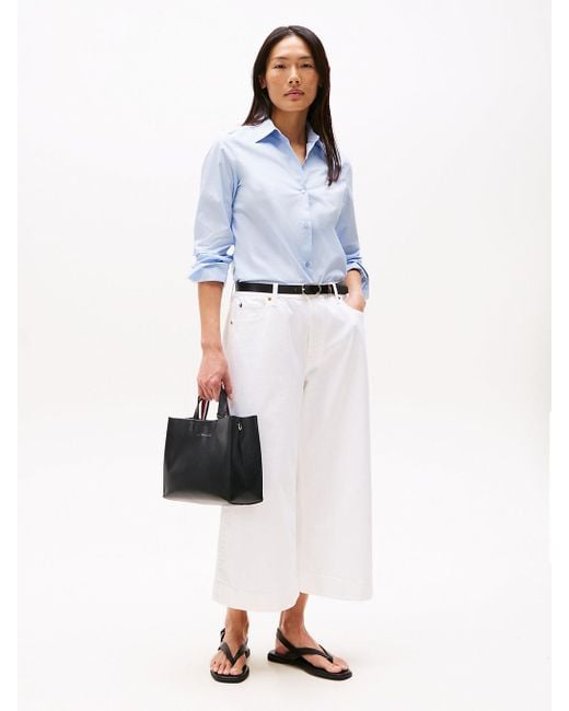 Shopper Con Tracolla Ed Etichetta Con Logo di Tommy Hilfiger in Black