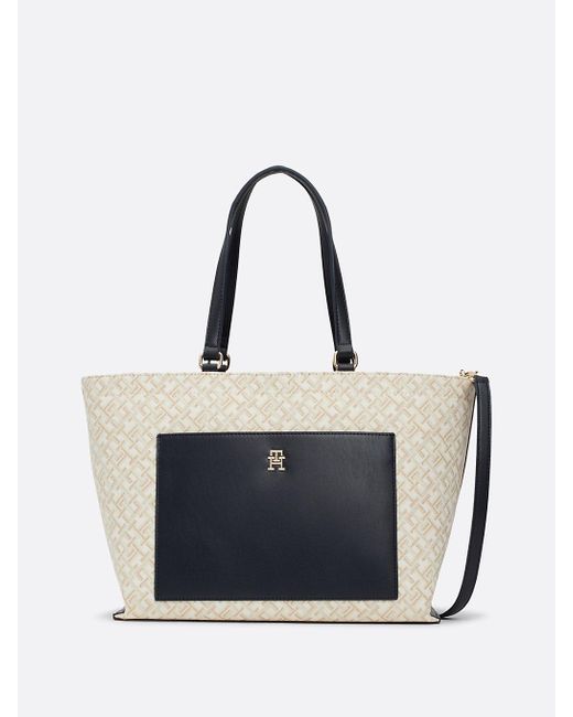 Tommy Hilfiger Blue Th Monogram Jacquard Canvas Tote