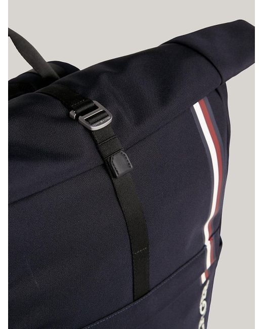 Tommy Hilfiger Black Hilfiger Monotype Logo Roll-top Backpack for men