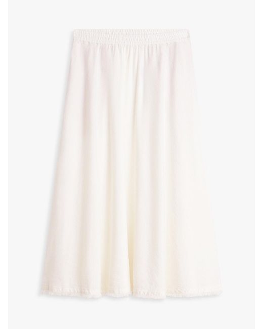 Tommy Hilfiger Blue Pleated Linen Blend Midi A-Line Skirt