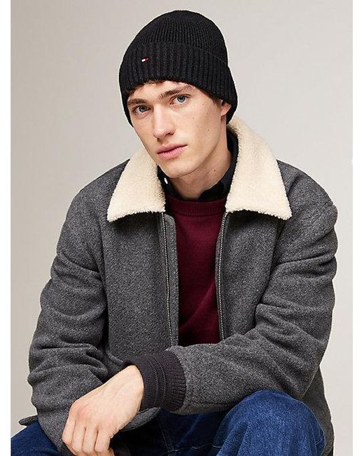 Tommy Hilfiger Hilfiger Flag Beanie Mit Kaschmir in Black für Herren