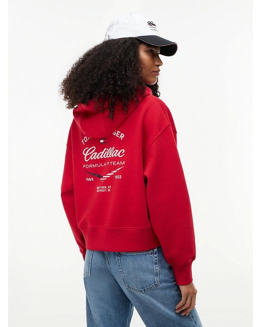 Tommy Hilfiger Red Th X Cadillac Formula 1 Team Logo Hoody