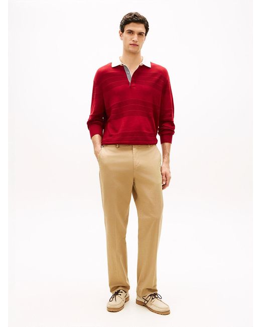 Tommy Hilfiger Red New York Label Washed Regular Trousers for men