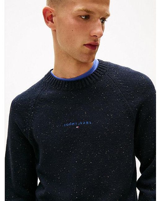 Tommy Hilfiger Slim Trui Met Raglanmouwen En Lineair Logo in het Blue voor heren