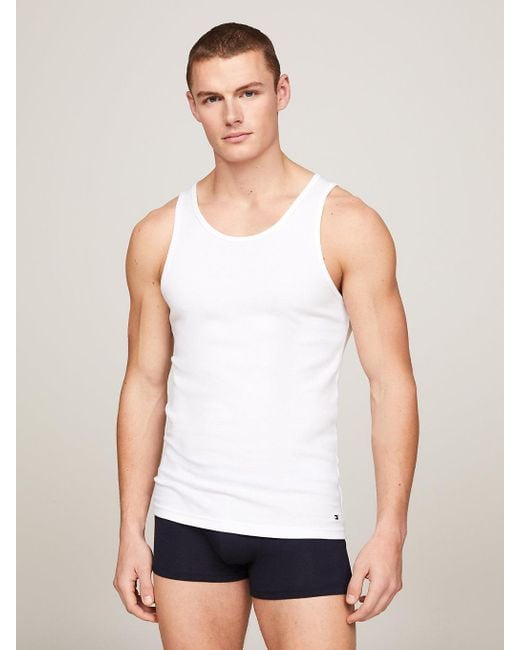 Tommy Hilfiger White 3-pack Premium Essential Flag Tank Tops for men