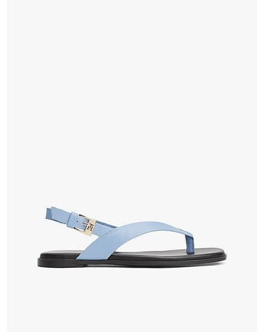 Tommy Hilfiger Leren Colour-Blocked Sandaal Met Vierkante Neus in het Blue