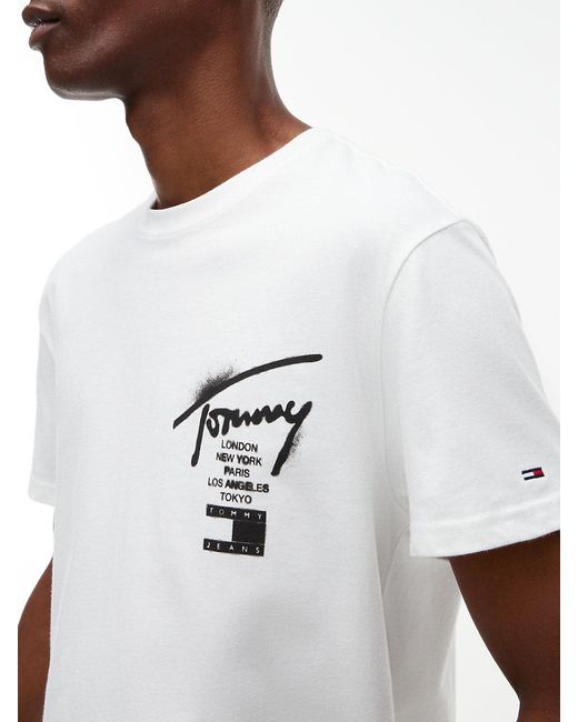 Tommy Hilfiger White Signature Back Logo Jersey T-Shirt for men
