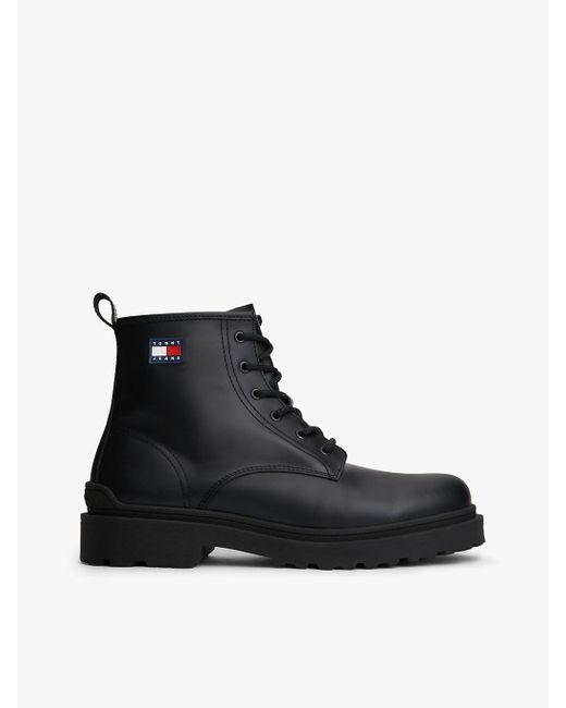Bottes En Cuir Crantées À Lacets Tommy Hilfiger pour homme en coloris Black