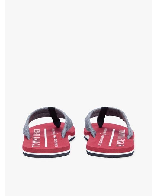 Tommy Hilfiger White Pure Linen Chambray Jacquard Flip-Flops for men