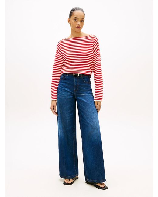 Tommy Hilfiger Red Flag Embroidery Boat Neck Jumper
