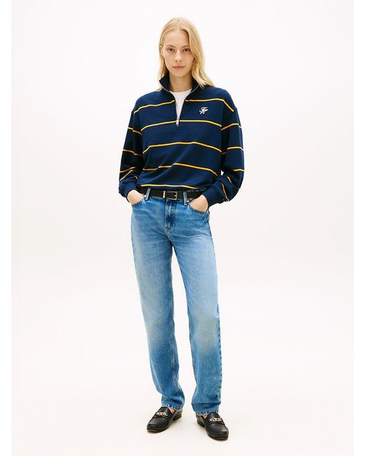 Pull En Tissu Éponge Demi-Zippé À Logo Brodé Tommy Hilfiger en coloris Blue