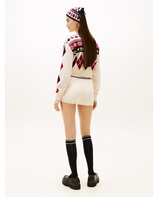 Tommy Hilfiger Blue Tommy Girl Pure Wool Logo Knit Shorts