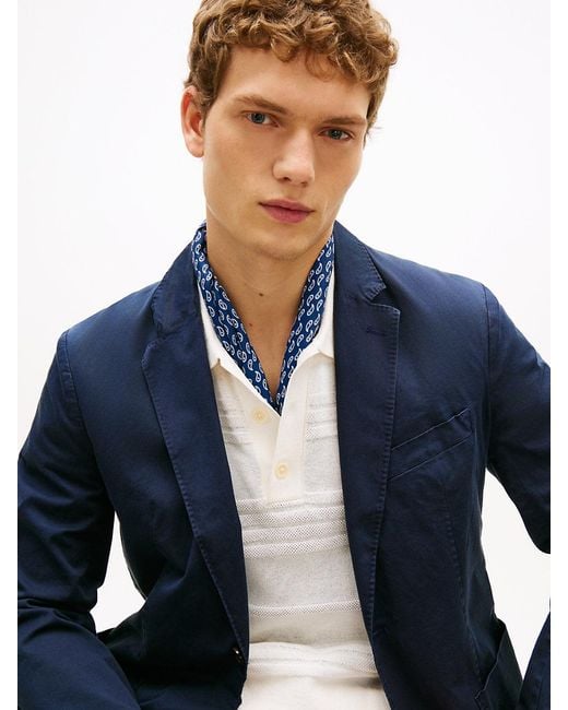 Tommy Hilfiger Blue Smart Casual Silk Blend Print Square Scarf for men