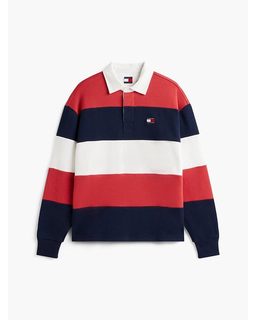 Tommy Hilfiger S Striped Medium Weight Rugby Polo With Embroidered Logo for men