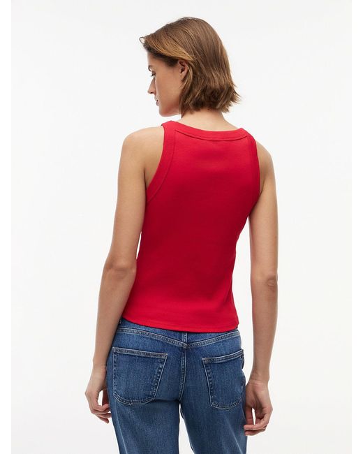 Tommy Hilfiger Red Logo Ribbed Slim Tank Top