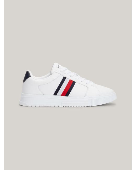 Tommy Hilfiger White Essential Leather Signature Tape Trainers for men