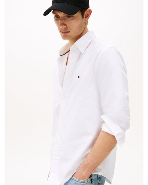 Chemise Coupe Standard Boutonnée En Coton Bio Tommy Hilfiger pour homme en coloris White
