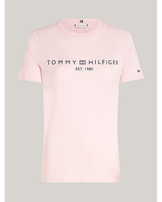 Tommy Hilfiger Signature T-shirt Met Ronde Hals En Logo in het Blue