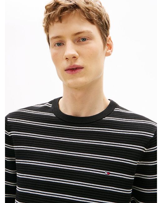 Tommy Hilfiger Black Structured Crew Neck Sweater for men