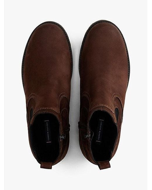 Tommy Hilfiger Leren Chelsea Boots Met Profielzool in het Brown voor heren
