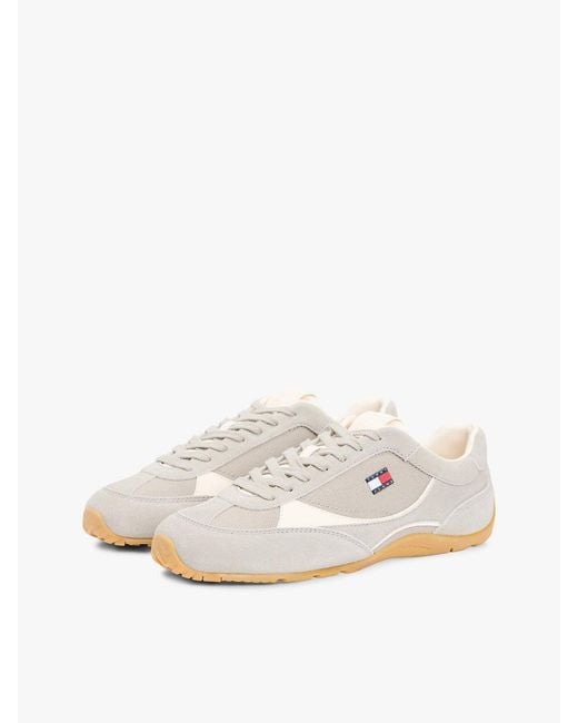 Tommy Hilfiger White Suede Mixed Texture Archive Runner Trainers for men