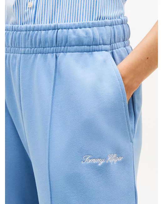 Tommy Hilfiger Blue Logo Embroidery Wide Leg Joggers