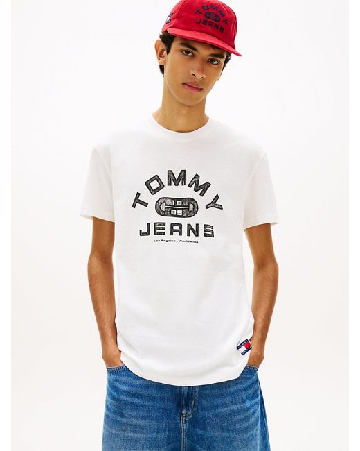 Tommy Hilfiger White Graphic Crew Neck Jersey T-Shirt for men