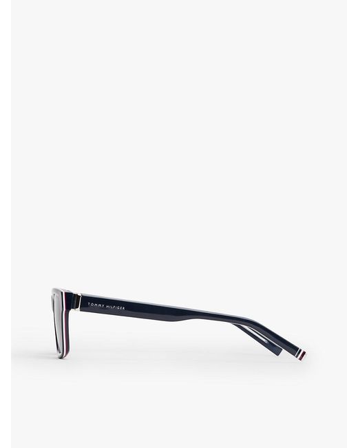Tommy Hilfiger White Signature Tip Rectangular Sunglasses for men