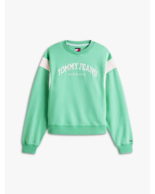 Tommy Hilfiger Green Contrast Logo Embroidery Boxy Sweatshirt