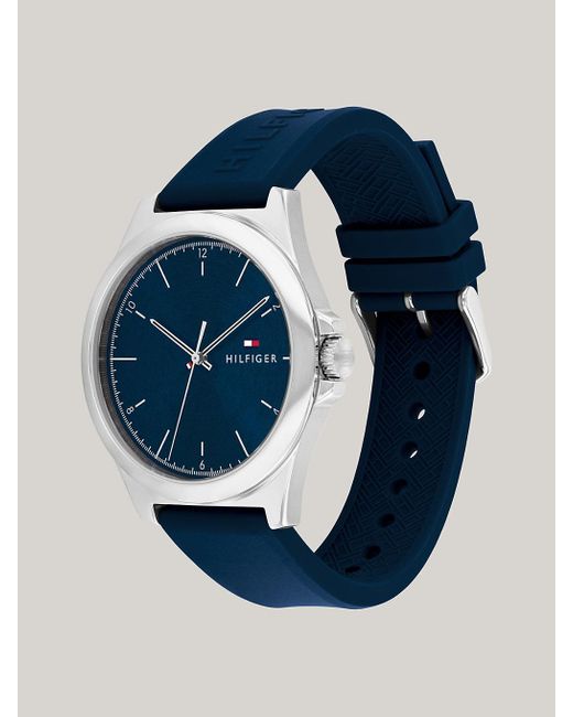 Tommy Hilfiger Blue Stainless Steel Navy Silicone Strap Watch for men