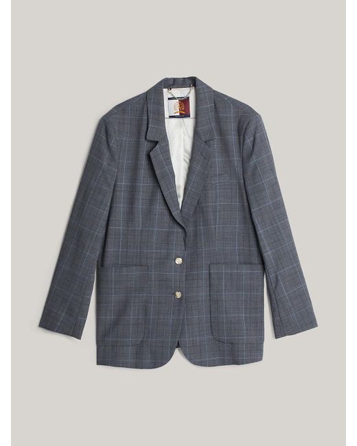 Tommy Hilfiger Blue Crest Check Single Breasted Blazer