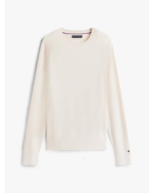 Pullover Smart Casual Termoregolante A Coste di Tommy Hilfiger in White da Uomo