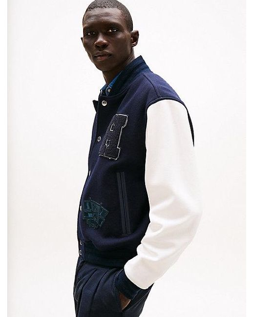 Tommy Hilfiger Relaxed Varsity-Jack Van Wolmix in het Blue voor heren
