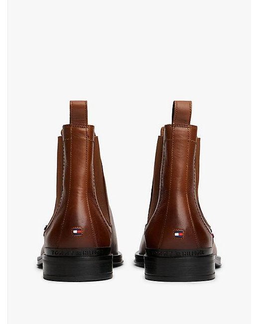 Tommy Hilfiger Leren Chelsea Boot in het Brown voor heren